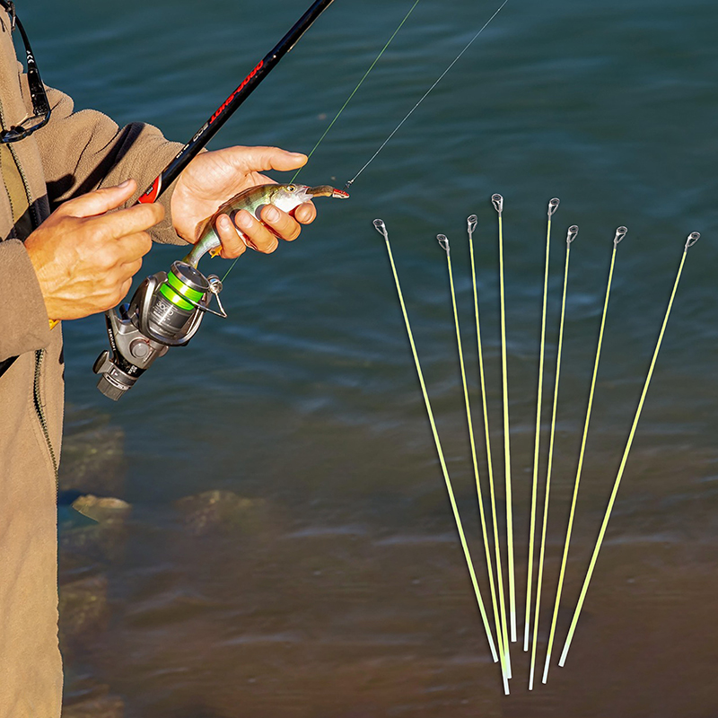 Fishing Rod Repair Kit - 5 個 42 センチメートルボート/ラフトロッドチップスペアテールグラスファイバー修理交換釣竿チップトップリング付き釣り具アクセサリー