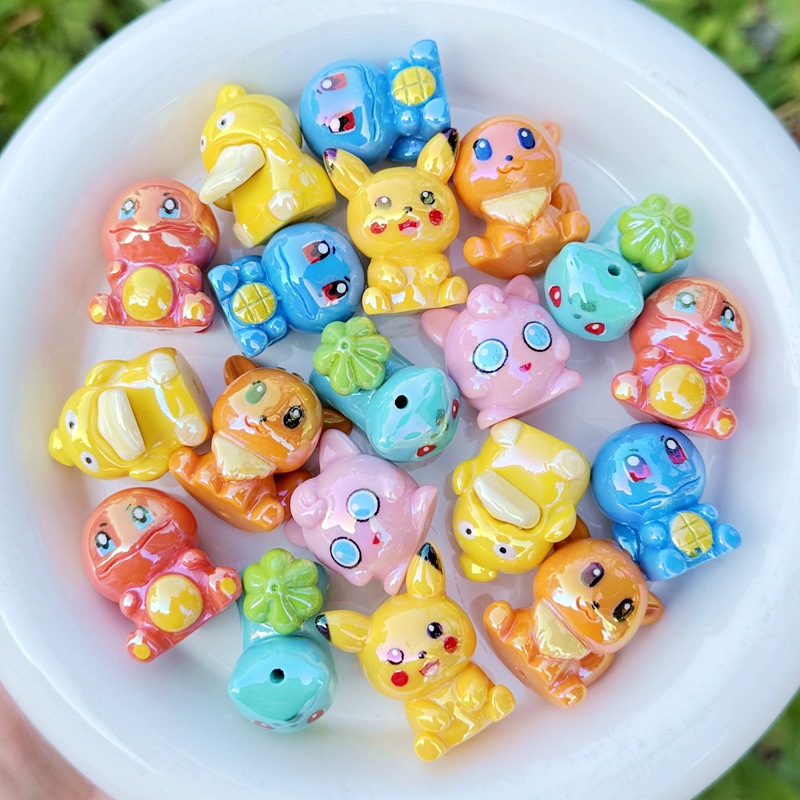 Penn Reel Fierce - 10 個ポケモンヒトカゲピカチュウゼニガメ PVC フォーカルビーズジュエリー作成 DIY バッジリールビーズペンキーホルダーアクセサリー