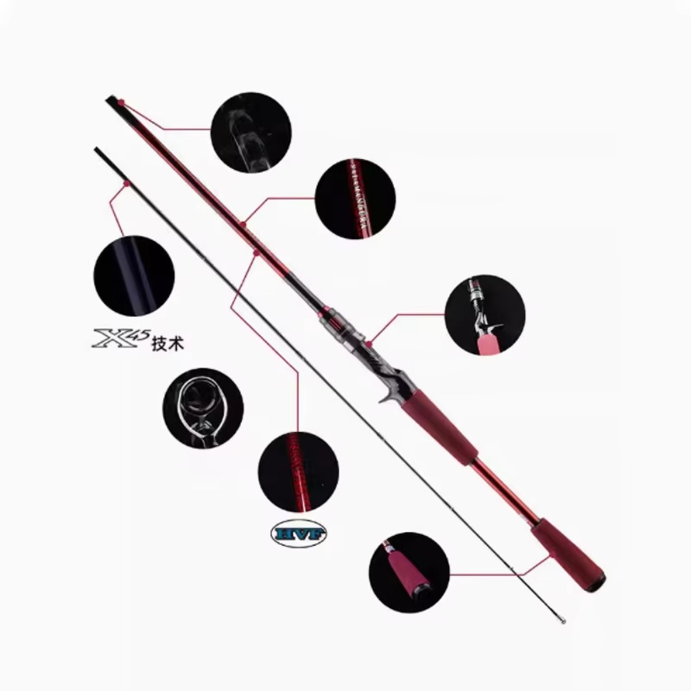 カーボンファイバールアーフィッシングロッド 湖・川用 ベイト - Fishing Rod Casting のレビューと価格