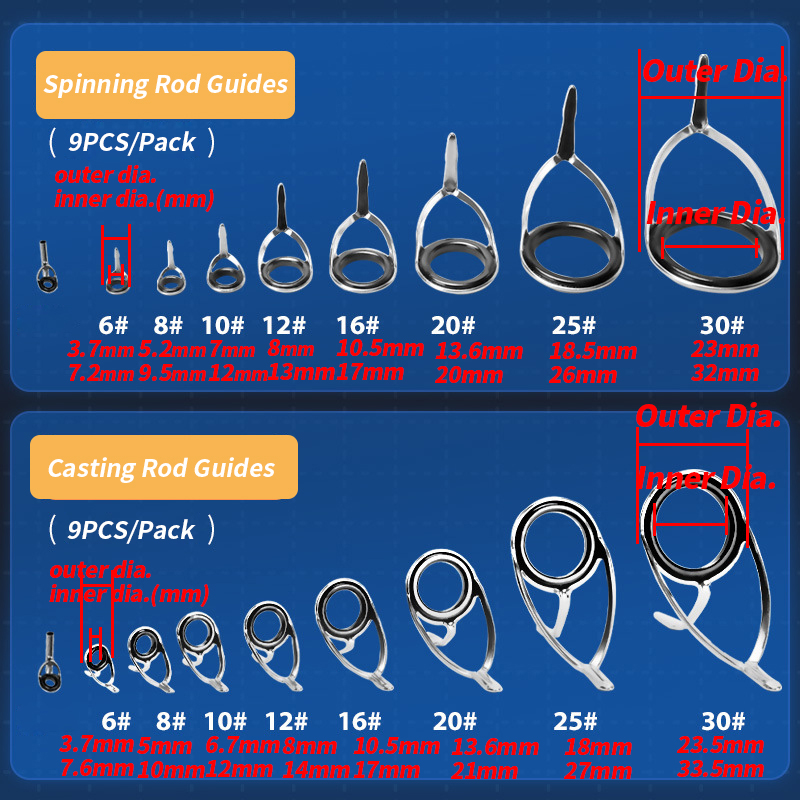 釣り竿用セラミックリング修理キット,9ユニット - Fishing Rod Casting のレビューと価格
